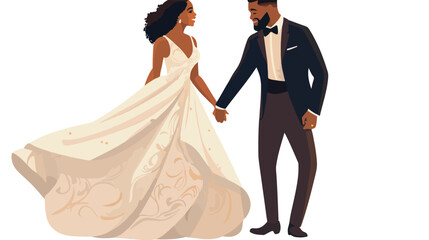 African American just married couple bride and groo