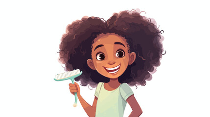 African american kid girl with toothbrush in hands