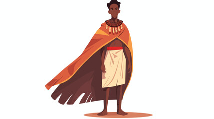 African ethnicity tribe man cartoon character flat