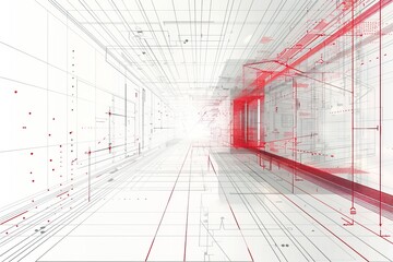 Abstract white gray and Red vector blueprint background with modern design.
