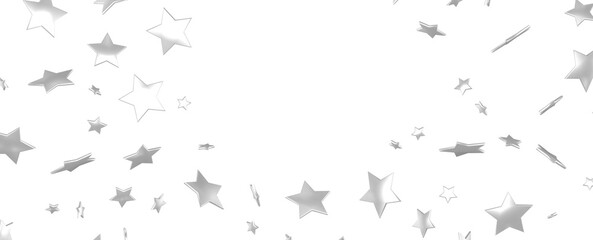 Silver stars confetti rain festive holiday background. background silver paper foil stars