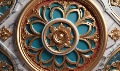 Obraz premium Mandala. Decorative element in the form of a flower on a marble background