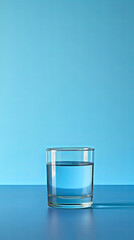 Transparent glass holds refreshing water, symbolizing purity and vitality - obrazy, fototapety, plakaty