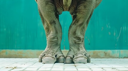 Surreal Rhinos Legs on White Scale Highlight Conservations Importance Generative ai - obrazy, fototapety, plakaty