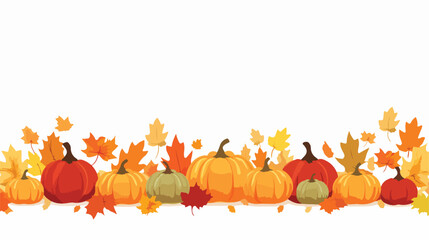 Autumn leaves and pumpkins border frame background