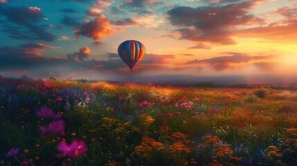 Flower field festivals , Photography tips for hot air ballooning over flowers - Powered by Adobe