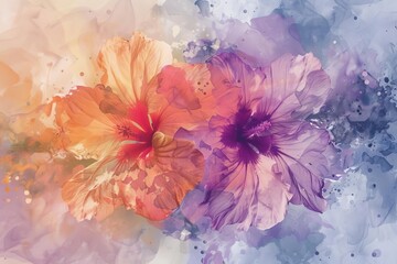 Artistic representation of flowers with a watercolor effect