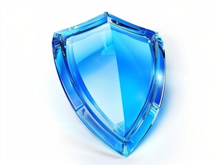 A blue shield on a white background.