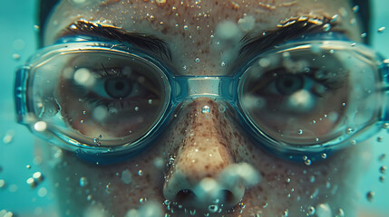 A closeup of Synchronized Swimming Nose clip, against Pool as background, hyperrealistic sports...