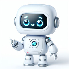 3D funny robot cartoon on white background
