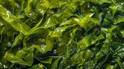 Wakame algae background, sea ​​algae backdrop