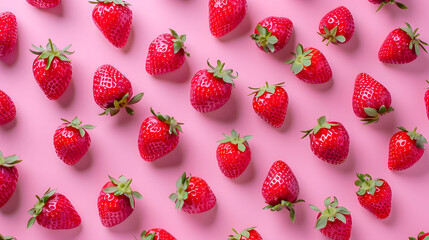 Strawberries on pink background