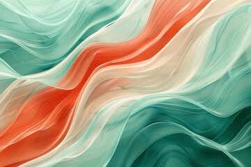 horizontal colorful abstract wave background with peru, firebrick and light sea green colors. can be used as texture, background or wallpaper
