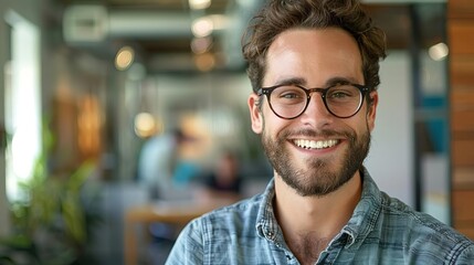Obraz premium Smiling male professional in a casual modern office