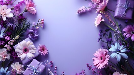 Floral and Gifted: A Vibrant Pastel Greeting Card with Copy Space. Concept Floral Designs, Greeting Cards, Pastel Colors, Copy Space, Vibrant Illustrations