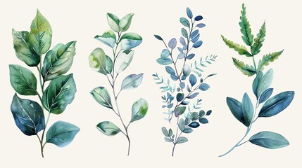 Botanical watercolor collection, suitable for elegant and natural themes