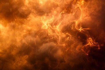 Fototapeta premium Swirling clouds of smoke or fog in shades of deep orange, suggesting a dynamic and heated environment