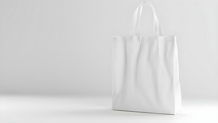 Design Concept for White Cotton Eco Tote Bag on White Background. Concept Eco-friendly Fashion, Neutral Colors, Sustainable Material, Minimalist Style, Simple Design