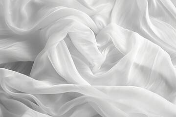 Obraz premium Flowing white fabric texture, perfect for backgrounds that require a soft and delicate feel