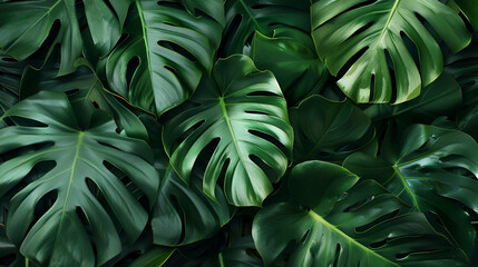 Background with monstera leaves