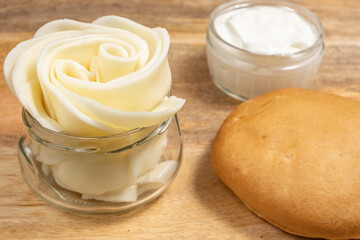 Mozzarella cheese in the form of flower for Jewish holiday Shavuot.