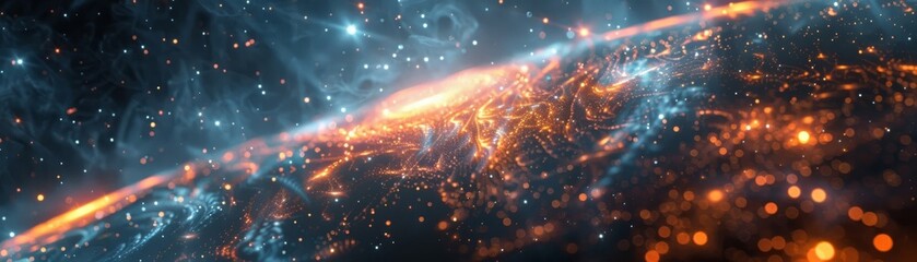 Obraz premium Innovative technology using machine learning nanotechnology to improve space suit capabilities, while also utilizing drones for mapping outer space and simulating cyber warfare scenarios.