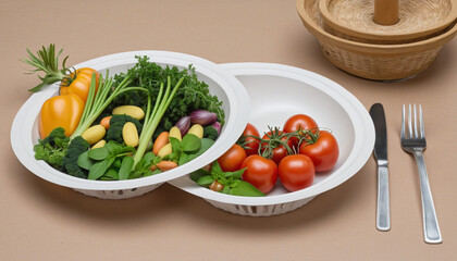 Environmentally Friendly Disposable Plates with Organic and Nutritious Vegetable-Based Meals 
