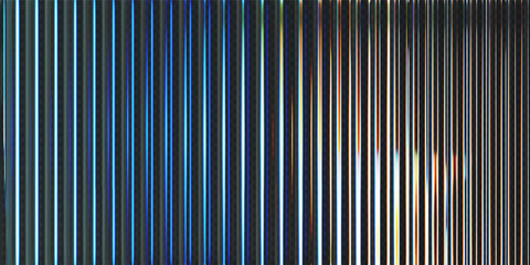 3d transparent ribbed glass background with refraction and holographic effect. Reeded glass with rainbow gradient. Render of corrugated wall with overlay reflection light on dark. 3d vector background