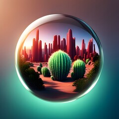 Cactus Garden inside Glass Ball