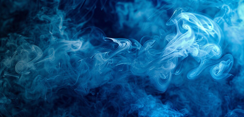 Peaceful azure smoke flowing smoothly, representing calmness and meditative beauty.