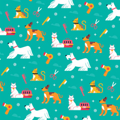 Hand drawn pet grooming pattern design