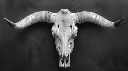 photo of a white longhorn cattle skull