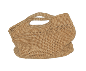 knitted bag with handles isolated on white background