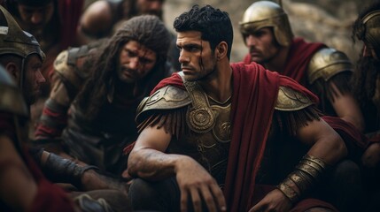 Fototapeta premium Roman Legionnaire encounters native tribe