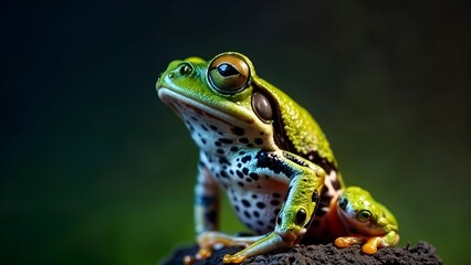 A frog sitting on a rock