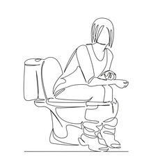 girl sitting on the toilet