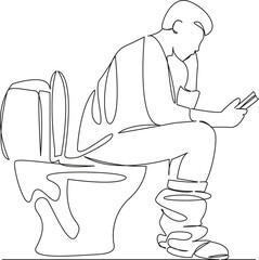 man sitting on the toilet with a telephone