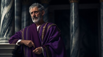 Roman senator addresses assembly in toga