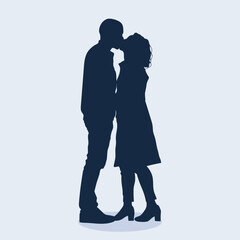 Flat design couple kissing silhouette
