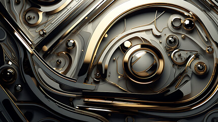 Make an abstract background with metallic and chrome elements.