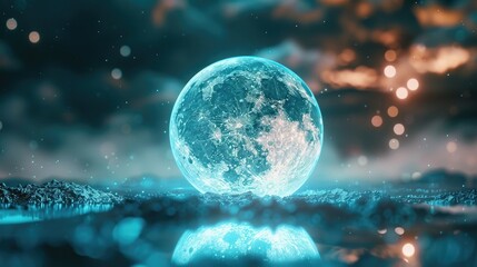 A beautiful illustration of a moon inside a round ball realistic