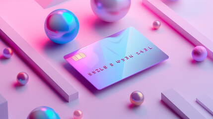 3D credit card with a geometric background