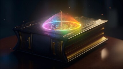 The magic book of chakras. Meditation. A book from which the multicolored universe emerges. Buddha.