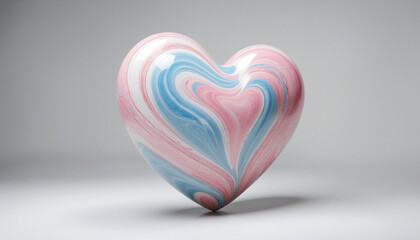  Romantic Heart-Shaped Marble Object in Pink and Blue Colors 