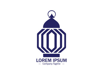 abstract and minimal lantern lamp islamic light logo for your business.