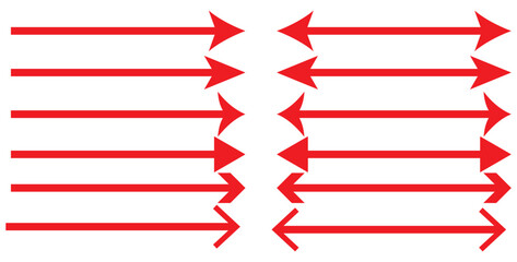 Red arrow icon. Straight long left vector arrow icon.