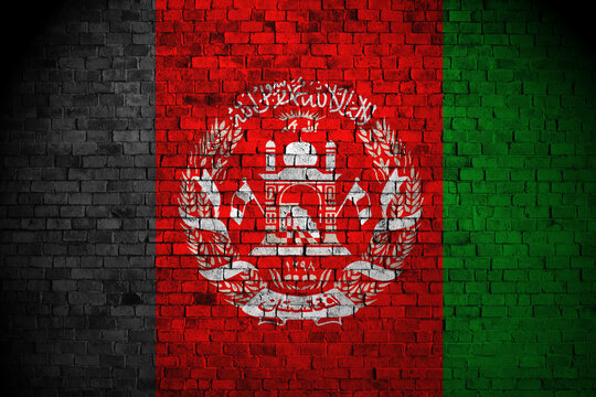 afghanistan flag on brick wall