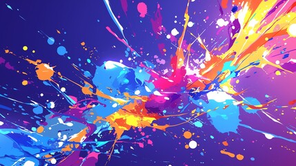 Vibrant splashes of paint splattering across the canvas in a riot of color and expression. amazing background