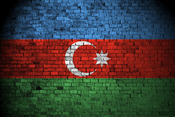 azerbaijan flag on brick wall