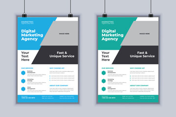 Digital Marketing Agency Corporate Flyer Design Vector Template